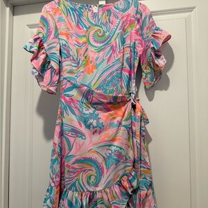 Colorful Dress with Ruffle Sleeves